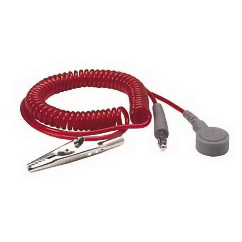 Grounding Cord Only, Coiled, 6 ft Over-All Length, 1/8" Snap, Standard, Red